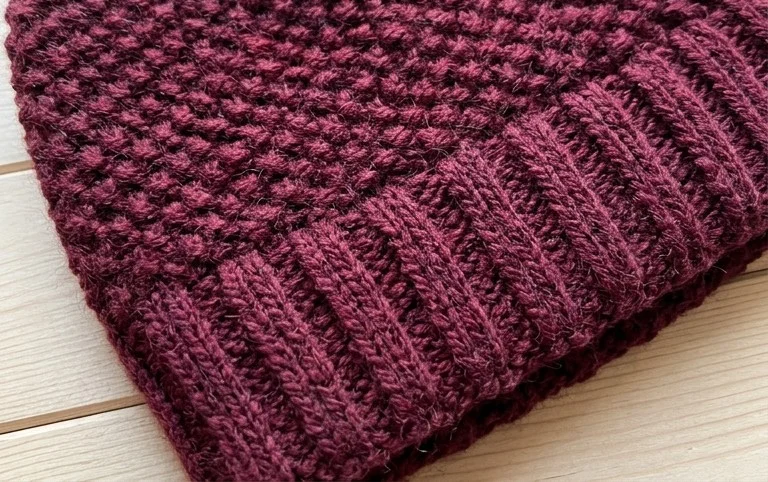 Seed Stitch Ribbed Hat Free Knitting Patterns - Knitting Pattern
