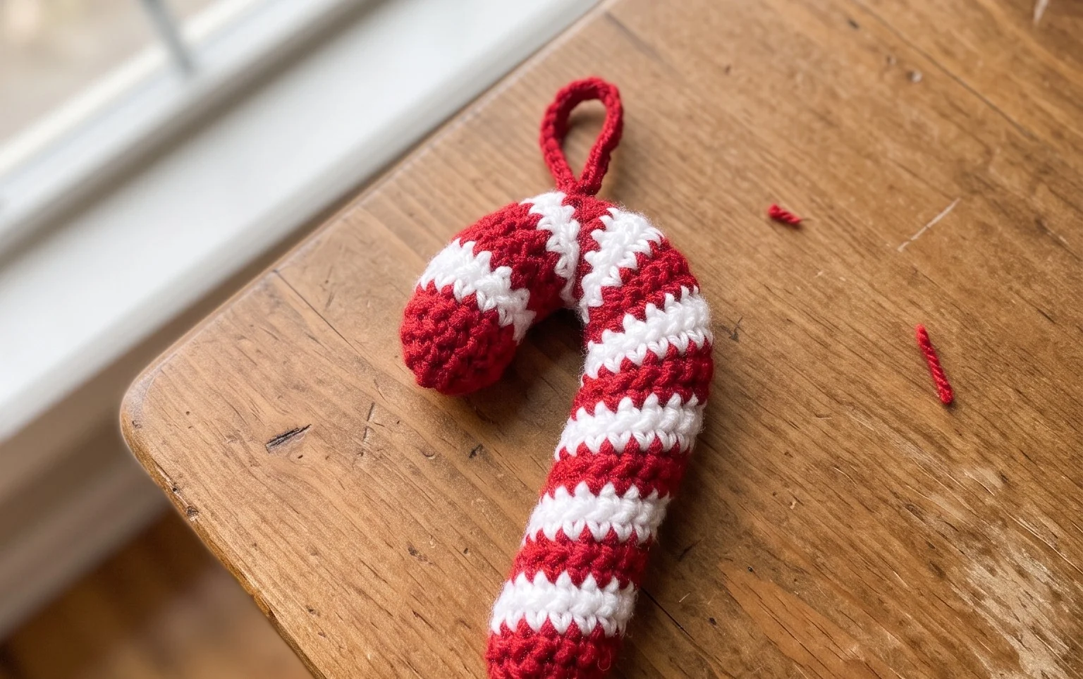 Easy Christmas Candy Cane Ornament Free Crochet Pattern