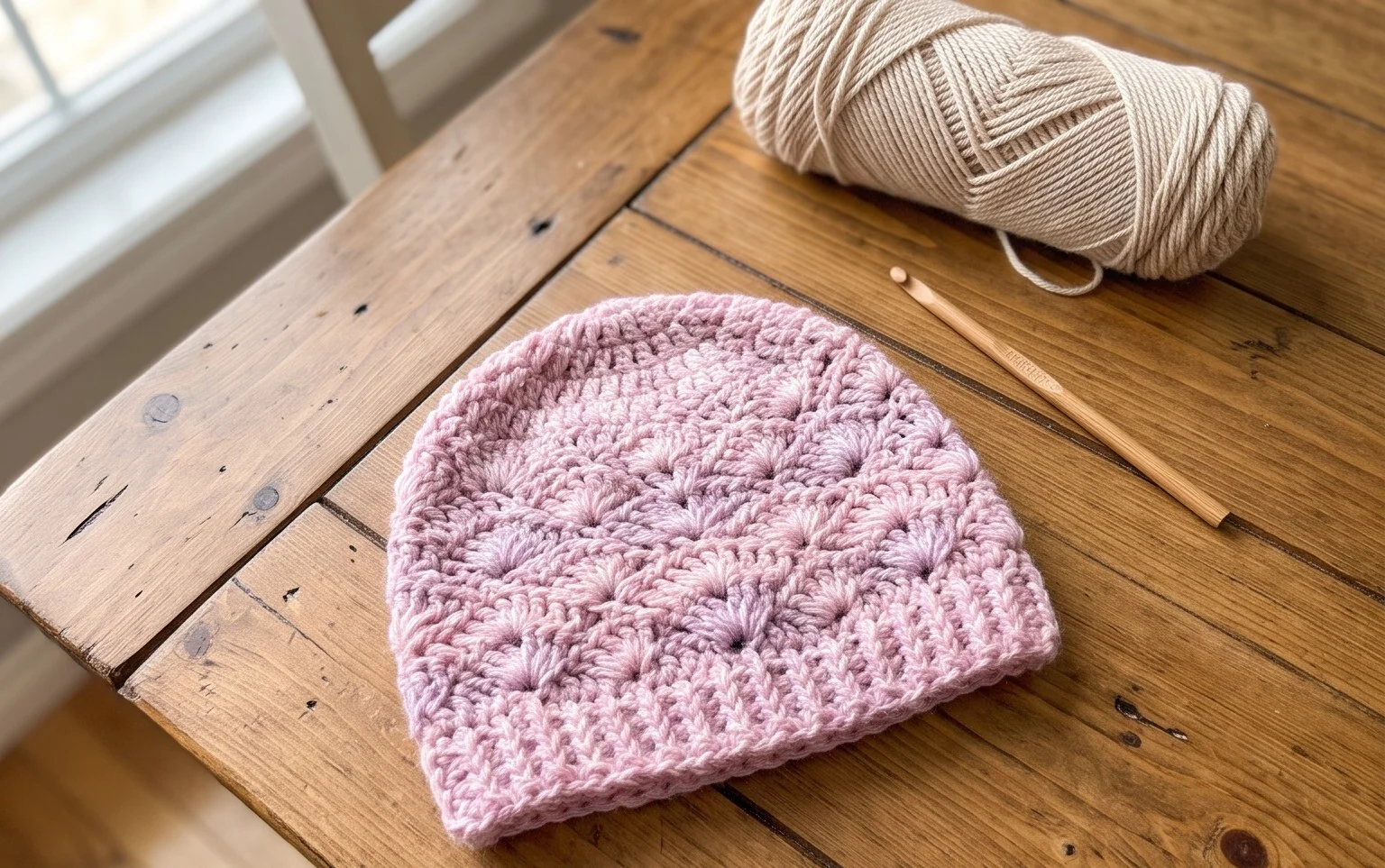 Easy V and Shell Baby Beanie: Free Step-by-Step UK Pattern